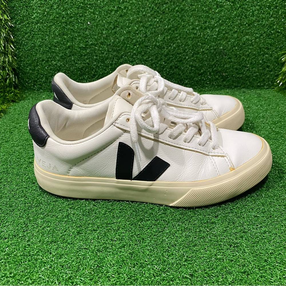 VEJA CAMPO LEATHER WHITE BLACK Sz 7 Womens - Picture 5 of 9